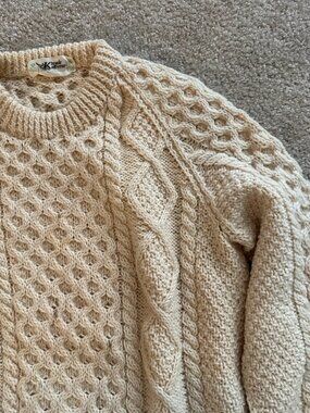 Vintage Kinsale Knitwear Hand-Knitted Fisherman Irish Wool Sweater